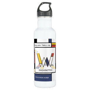 Stunning Neoplasticism Art Monogram. Letter W Stainless Steel Water Bottle