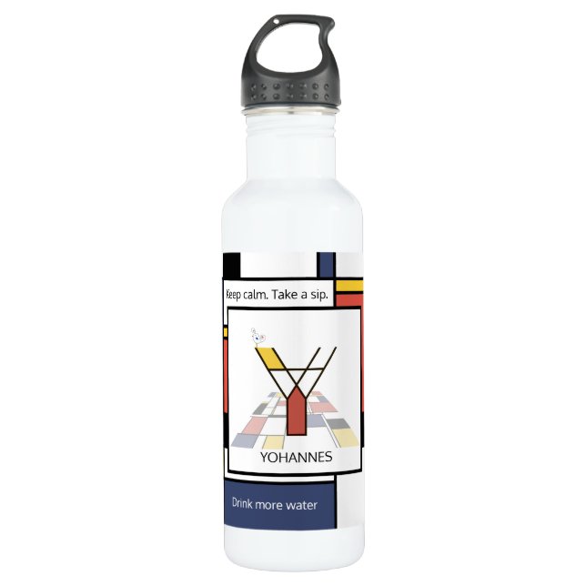 Stunning Neoplasticism Art Monogram. Letter Y Stainless Steel Water Bottle (Front)