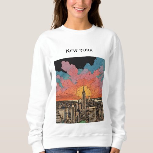 Stunning New York City Skyline Printed Womens Lo Sweatshirt