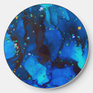 Stunning Ocean Holographic Alcohol Ink Painting Wireless Charger
