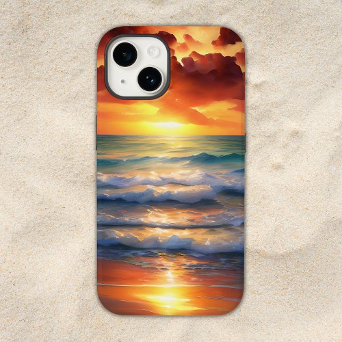 Stunning Ocean Sunset Reflecting in the Surf Beach Case_Mate iPhone 14 Case