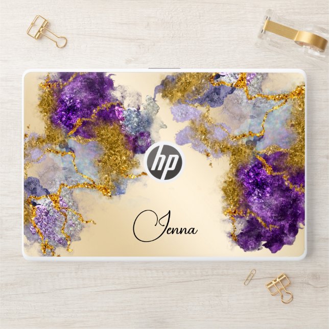 Stunning Opal and Amethyst with Gold Nuggets HP Laptop Skin (Desk)