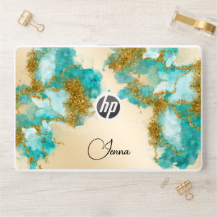 Stunning Opal and Turquoise with Gold Nuggets HP Laptop Skin