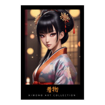 stunning orange blue kimono - japanese wall art