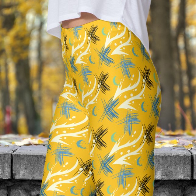 Stunning Orange Yellow Dragon Slash Pattern Leggings (Dragon Slash on Orange Yellow Leggings)
