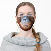 Stunning Orangutan's Face Animal Portrait Adult Cloth Face Mask (Worn)
