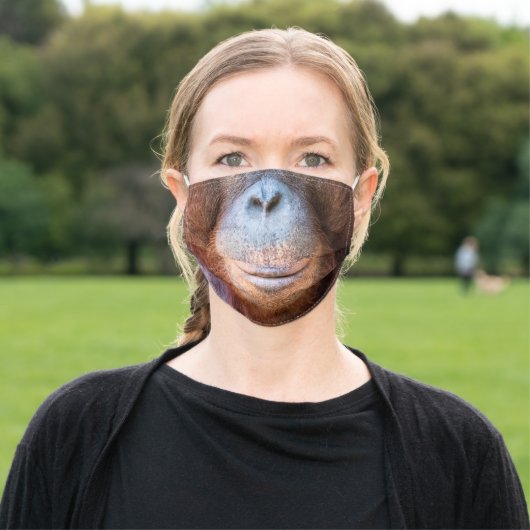 Stunning Orangutan's Face Animal Portrait Adult Cloth Face Mask (Outside)