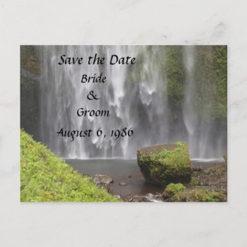 Stunning Oregon Waterfall Wedding Announcement Postcard by ChristyWyoming at Zazzle