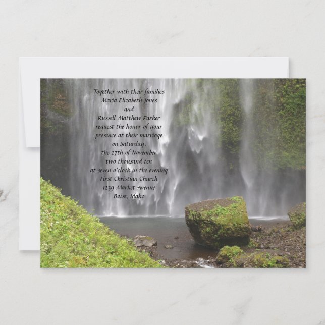 Stunning Oregon Waterfall Wedding Invitation (Front)