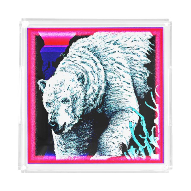 Stunning Painting of a Polar Bear. Buy Now Acrylic Tray (Front)