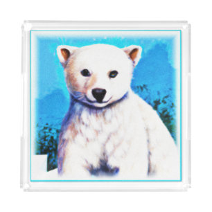Stunning Painting of a Polar Bear Cub. Buy Now Acrylic Tray