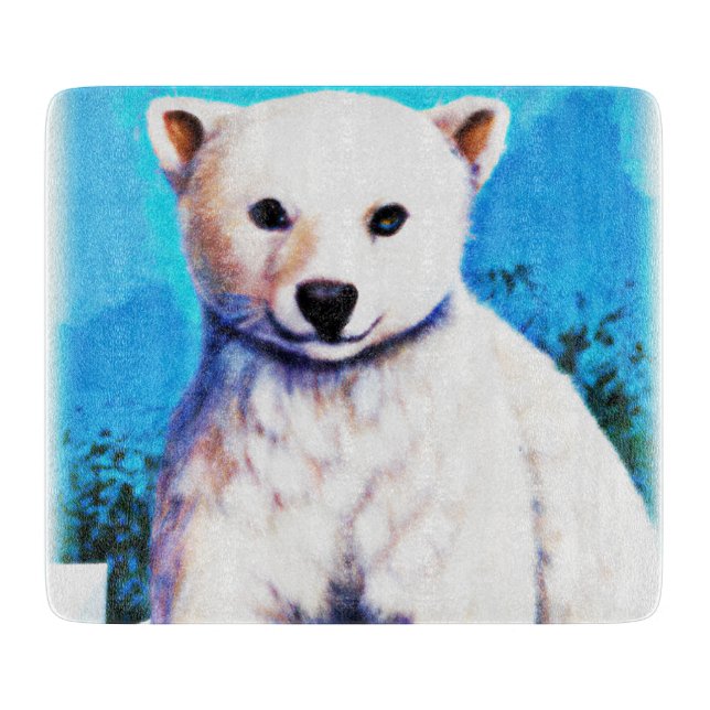 Stunning Painting of a Polar Bear Cub. Buy Now Cutting Board (Front)