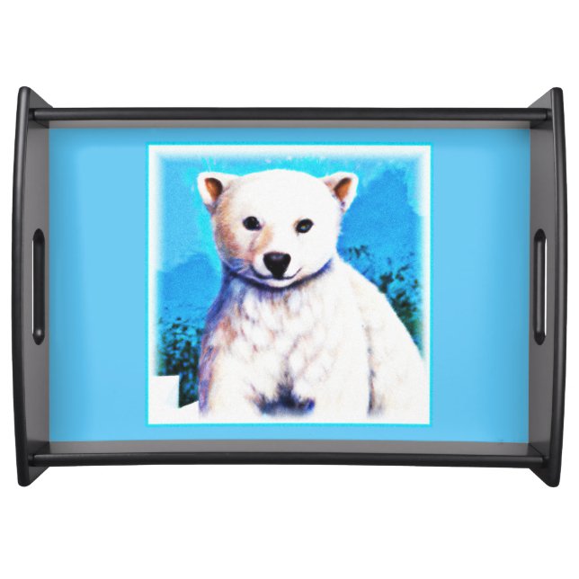 Stunning Painting of a Polar Bear Cub. Buy Now Serving Tray (Front)