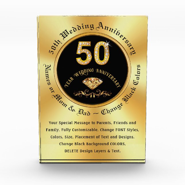 Stunning, Parents 50th Anniversary Gift Ideas (Front)
