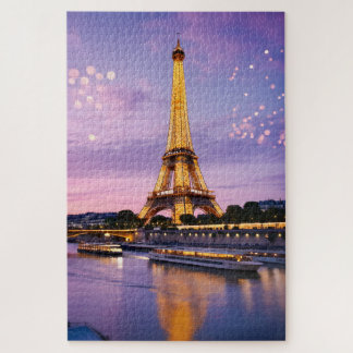 Stunning Paris Eiffel Tower Night Scene Jigsaw Puzzle