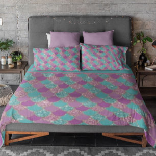 Stunning Pastel Glitter Mermaid Scales Sparkle Duvet Cover