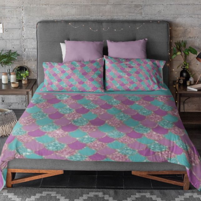 Stunning Pastel Glitter Mermaid Scales Sparkle Duvet Cover (Creator Uploaded)