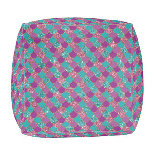 Stunning Pastel Glitter Mermaid Scales Sparkle Pouf