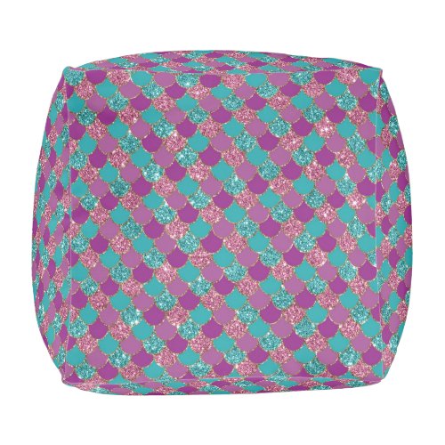 Stunning Pastel Glitter Mermaid Scales Sparkle Pouf