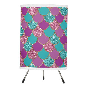 Stunning Pastel Glitter Mermaid Scales Sparkle Tripod Lamp