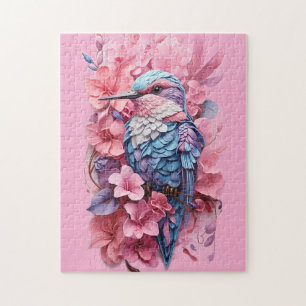 Stunning Pastel Hummingbird Floral Jigsaw Puzzle