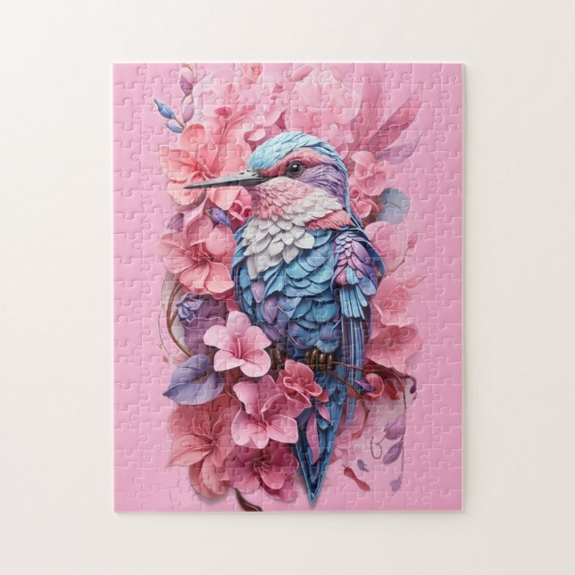 Stunning Pastel Hummingbird Floral Jigsaw Puzzle (Vertical)