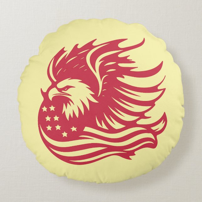 Stunning Patriotic Eagle Digital Artwork Round Pillow (Front)