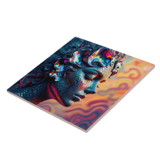 Stunning Paua Rainbow Abalone Sea Siren Mermaid Ceramic Tile (Side)