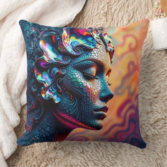 Stunning Paua Rainbow Abalone Sea Siren Mermaid Throw Pillow (Blanket)