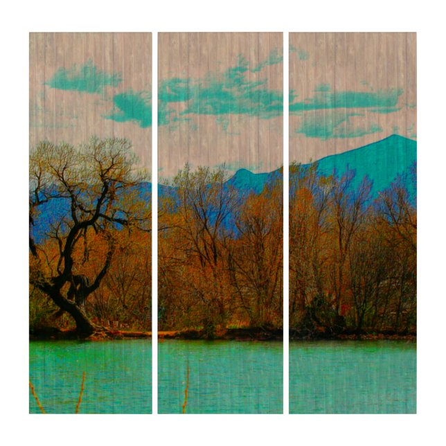 Stunning Peaceful Mountain and Water Triptych Art (Front)