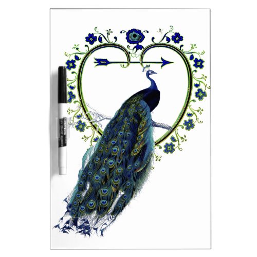 Stunning Peacock and ornate heart flower frame Dry_Erase Board