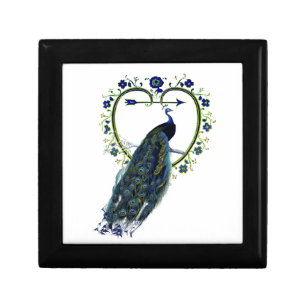 Stunning Peacock and ornate heart flower frame Keepsake Box