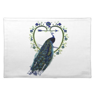 Stunning Peacock and ornate heart flower frame Placemat