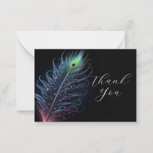Stunning Peacock Feather Thank You Note Card