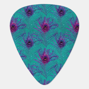 Stunning Peacock Feathers, Pink, Purple, Teal Blue Guitar Pick
