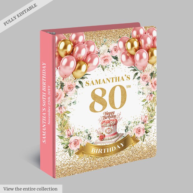 Stunning Personalised 80th Birthday Photo Album  3 Ring Binder (Stunning Personalised 80th Birthday Photo Album 3 ring binder)