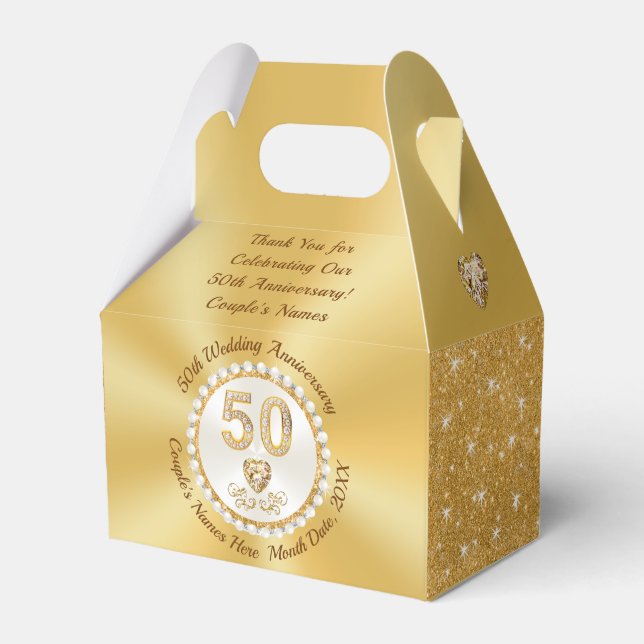 Stunning Personalize, 50th Anniversary Favor Boxes (Front Side)