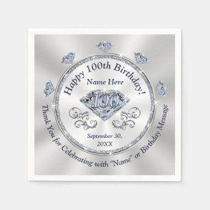 Stunning Personalized, 100th Birthday Napkins