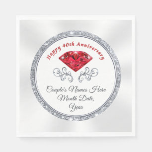Stunning Personalized 40th Anniversary Napkins