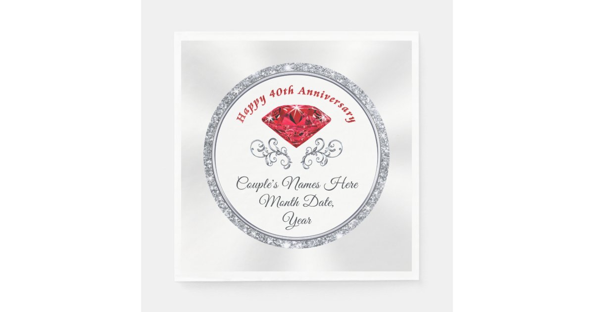Stunning Personalized 40th Anniversary Napkins Zazzle