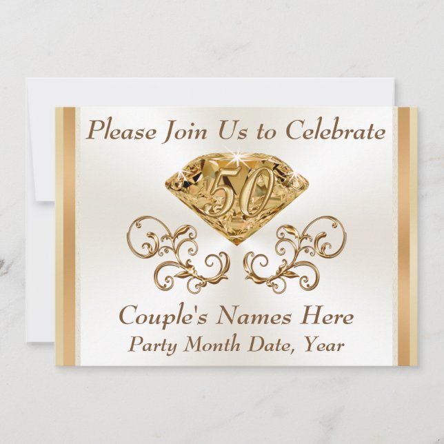 Stunning Personalized 50th Anniversary Invitations (Front)