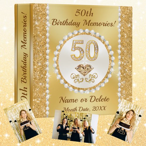 Stunning Personalized 50th Birthday Photo Album 3 Ring Binder