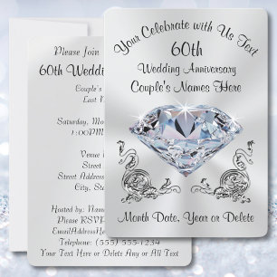 Stunning Personalized 60th Diamond Invitations