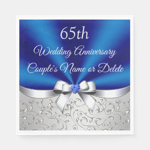 Stunning Personalized 65th Anniversary Napkins