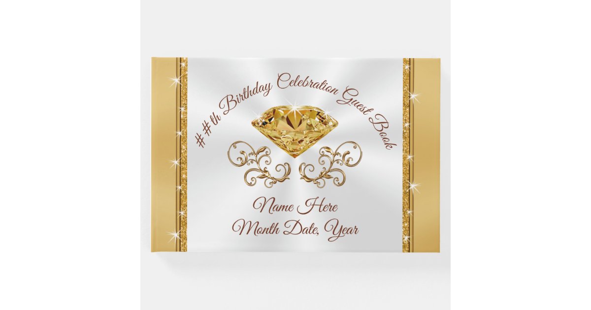 Stunning Personalized Birthday Guest Book Any YEAR Zazzle