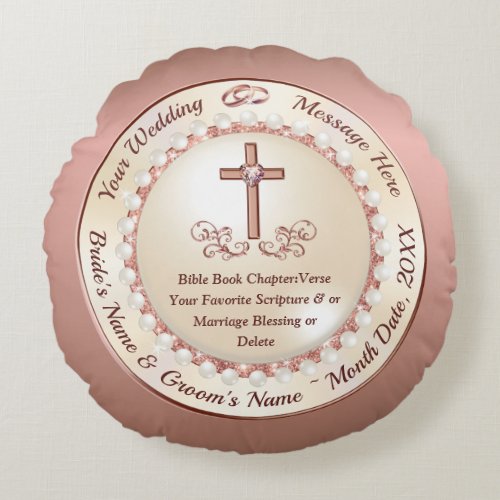 Stunning Personalized Christian Wedding Gifts Round Pillow