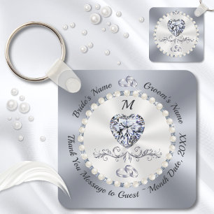 Stunning Personalized, Diamond Wedding Favors, Keychain