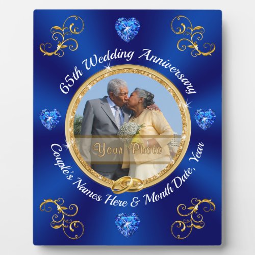 Stunning Personalized Gifts for 65th Anniversary Plaque