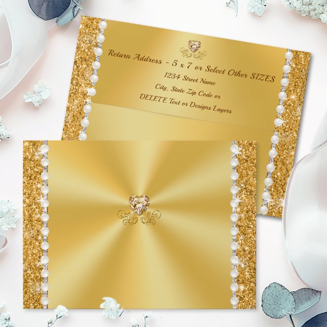 Stunning Personalized, Gold Envelopes, Choose SIZE Envelope (Gold Wedding Invitation Envelopes. Personalized 50th Anniversary Envelopes.  Golden Anniversary Idea)