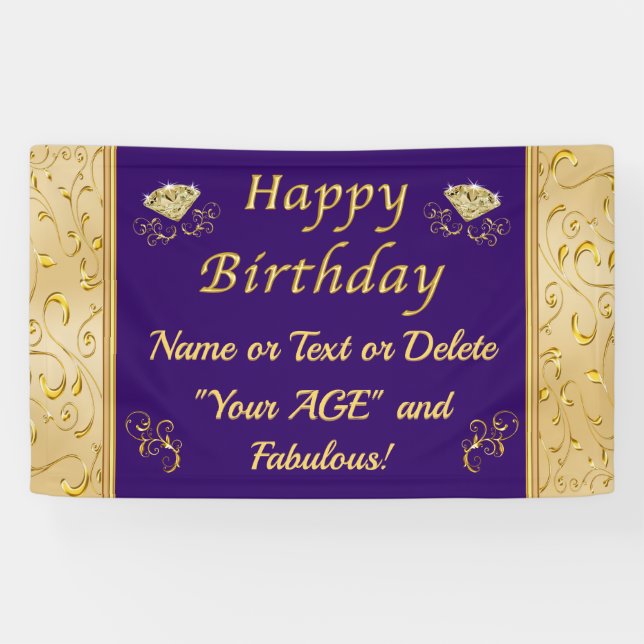 Stunning Personalized Happy Birthday Banner Online (Horizontal)